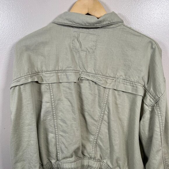 Anthropologie Pilcro Tidal Moto Utility Jacket Size XL Green Cropped Field - Picture 9 of 11